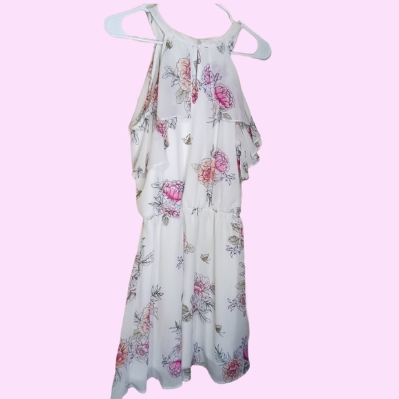 Maurices White Midi Dress with Pink and Peach Floral Print - Picture 4 of 5